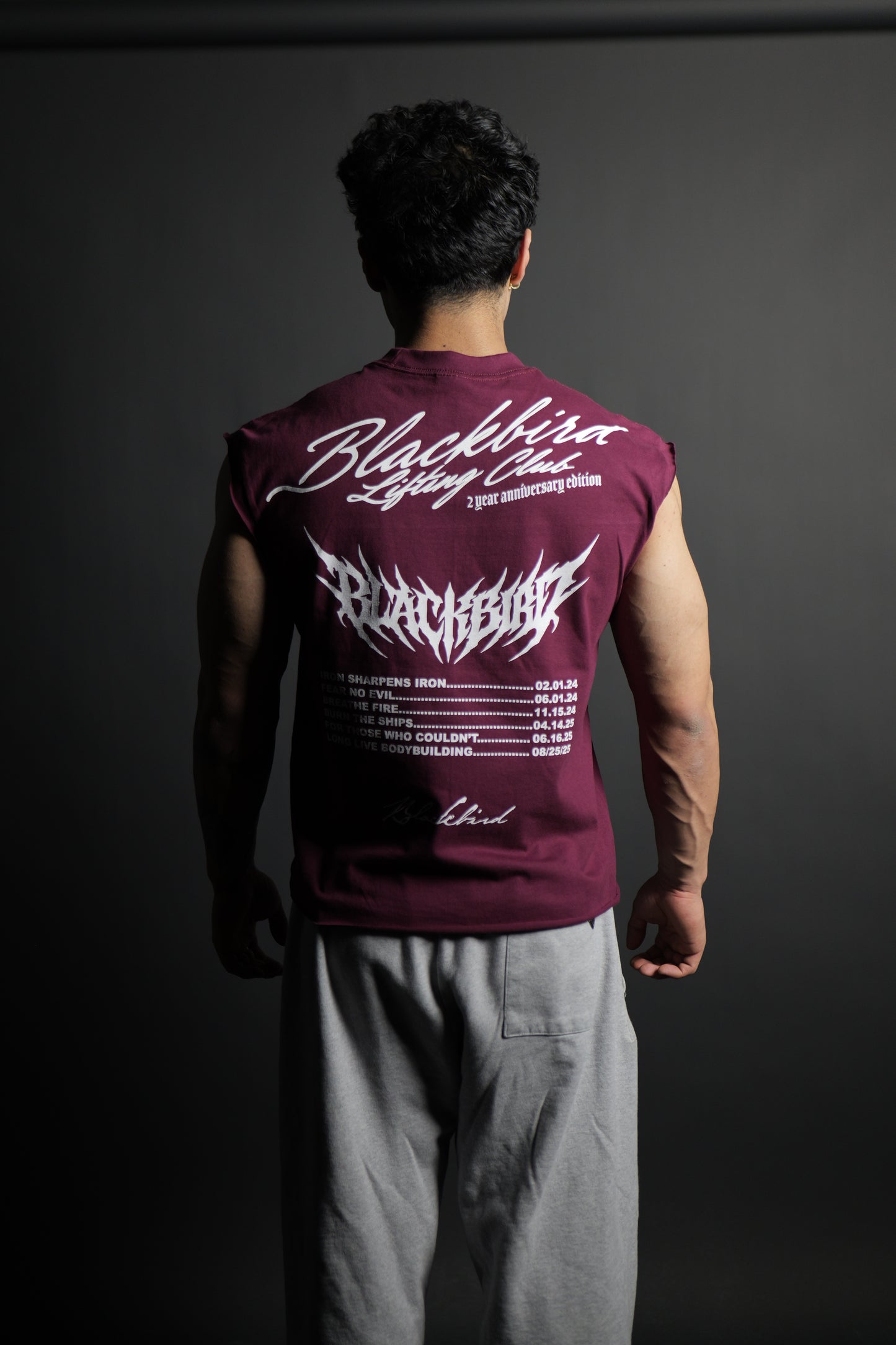 2 year anniversary cut-off maroon